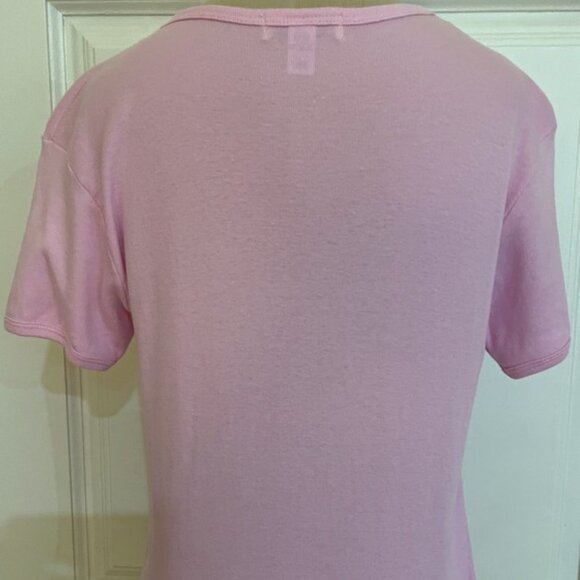 Vintage Womens Vegas Baby Pink T-Shirt M L Caesar's Embroidered Top Short Sleeve - Picture 6 of 6
